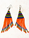 HANDMADE AFRICAN SYTLE FRINGED DANGLE BEAD EARRINGS