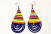 HANDMADE AFRICAN SYTLE FRINGED DANGLE BEAD EARRINGS