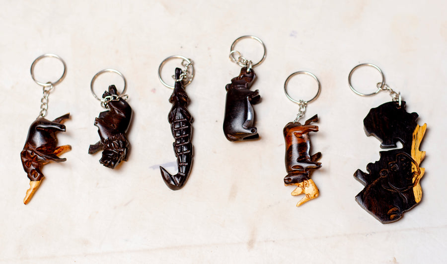 carved animal wooden keyrings