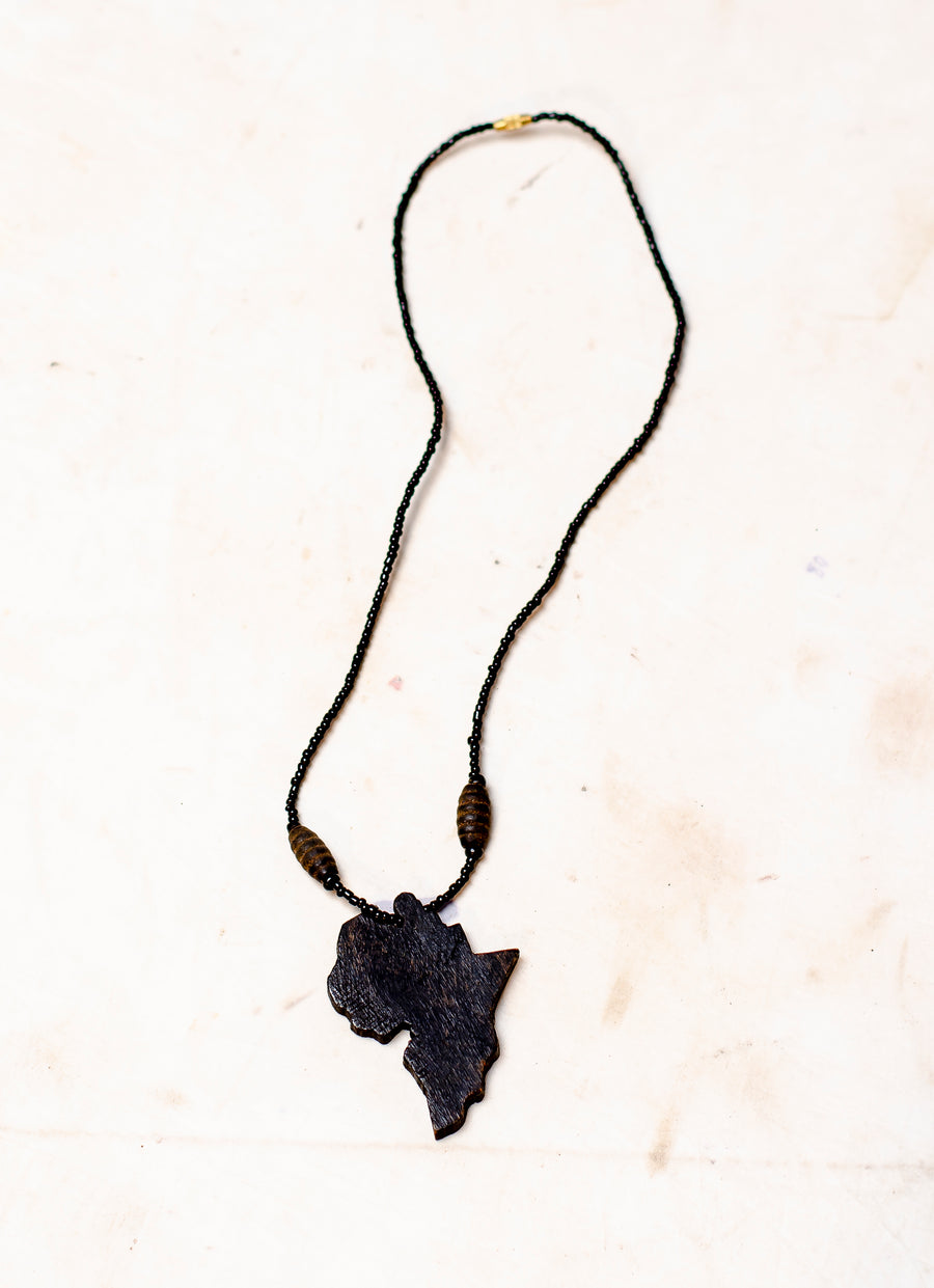 ebony wood and cow bone necklace set