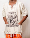 AN ORIGINAL HEMP AFRICAN ANIMAL PRINTED SHIRT