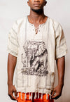 AN ORIGINAL HEMP AFRICAN ANIMAL PRINTED SHIRT