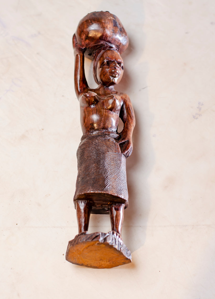 mother and baby wood carving