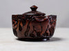 wooden engraved sugar bowl