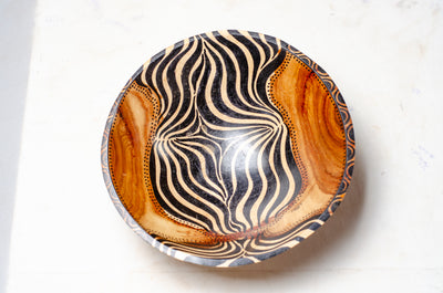 wooden bowl with zebra design