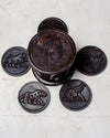 wooden animal engraved coaster set